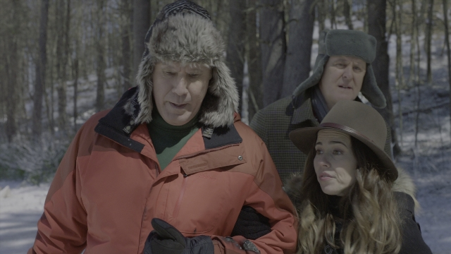 Wide shot frame from Daddy's Home 2 — standing, hat, jacket