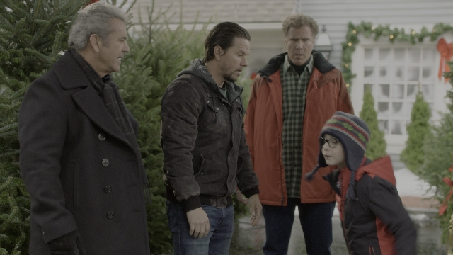 Wide shot frame from Daddy's Home 2 — standing, dialogue, coat