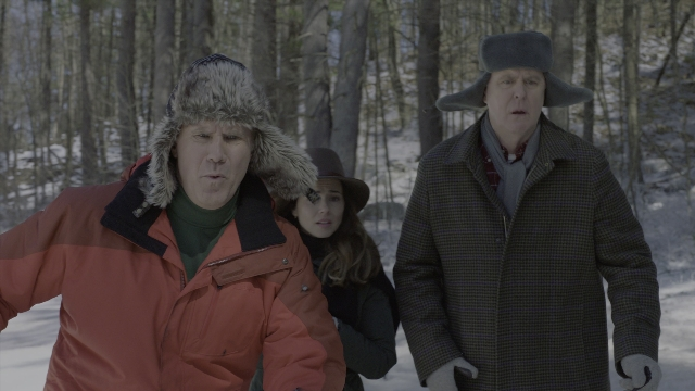 Wide shot frame from Daddy's Home 2 — walking, hat, coat