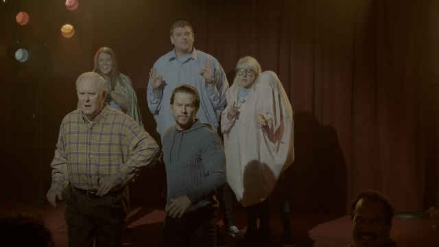 Wide shot frame from Daddy's Home 2 — standing, dress, shirt