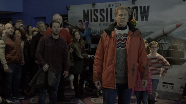 Wide shot frame from Daddy's Home 2 — standing, coat, jacket