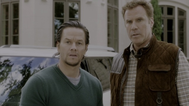 Wide shot frame from Daddy's Home — standing, car, shirt