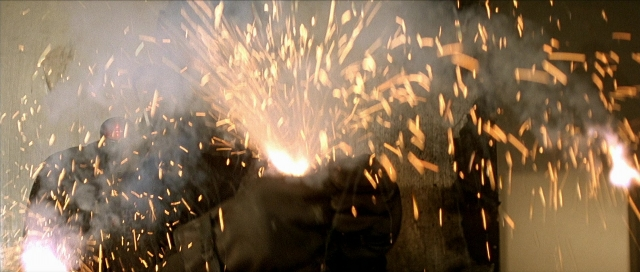 Wide shot frame from Léon — night, person