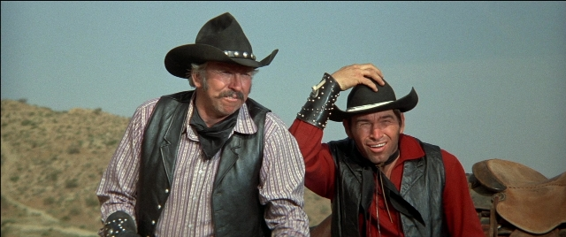 Wide shot frame from Blazing Saddles — standing, hat, hand