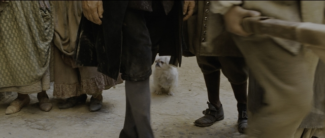 Wide shot frame from Perfume: The Story of a Murderer — standing, dog, person