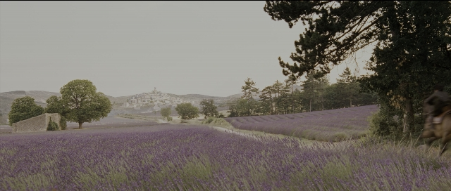 Wide shot frame from Perfume: The Story of a Murderer — horse, train, bird