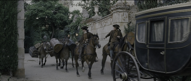 Wide shot frame from Perfume: The Story of a Murderer — walking, street, horse