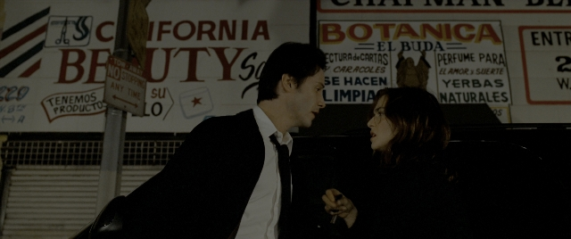 Frame from Constantine — sitting, standing, car