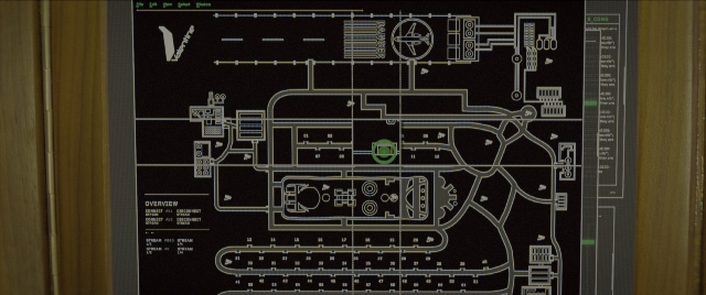Wide shot frame from Kingsman: The Secret Service — room, kitchen, poster