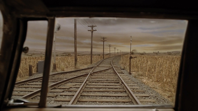 Frame from A Series of Unfortunate Events — train, window, running