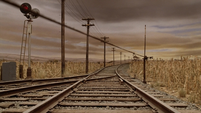 Frame from A Series of Unfortunate Events — train, traffic light