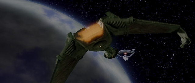 Wide shot frame from Star Trek III: The Search for Spock — boat, weapon