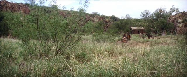 Wide shot frame from There Will Be Blood — walking, animal, person