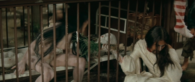 Wide shot frame from Kyôfu kikei ningen: Edogawa Rampo zenshû — hand, bird, person