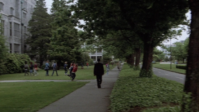 Wide shot frame from The Accused — walking, street, person