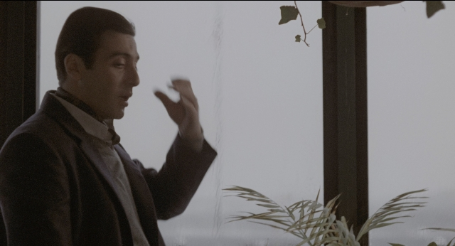 Wide shot frame from The Godfather: Part II — standing, hand, suit