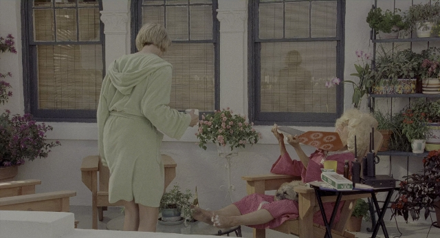 Wide shot frame from There's Something About Mary — sitting, book, standing