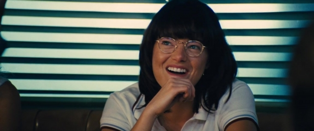 Medium shot frame from Battle of the Sexes — sitting, room, hand