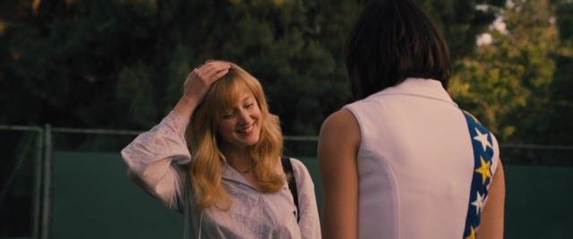 Frame from Battle of the Sexes — standing, dialogue, shirt