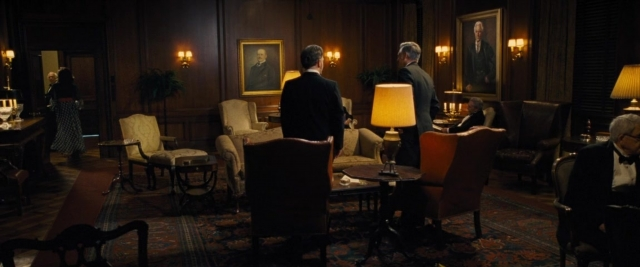 Medium shot frame from Battle of the Sexes — sitting, standing, walking