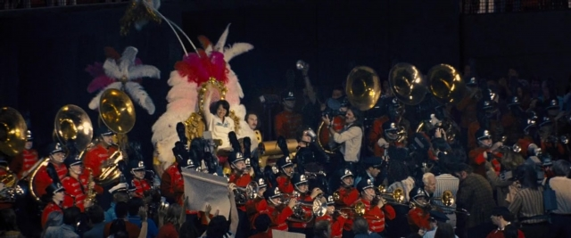 Frame from Battle of the Sexes — standing, night, bird