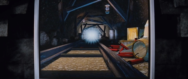 Wide shot frame from 101 Dalmatians — room, chair, smoke