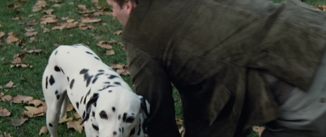 Wide shot frame from 101 Dalmatians — dog, person