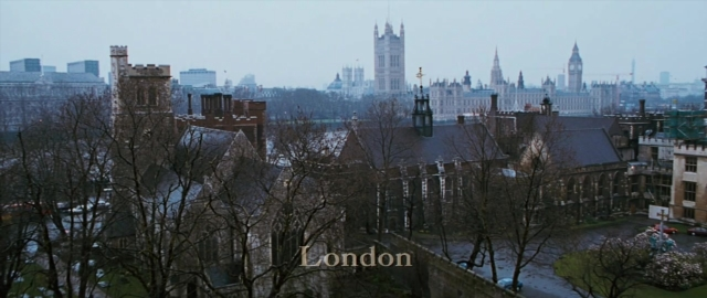 Frame from 101 Dalmatians — tower, skyscraper, snow