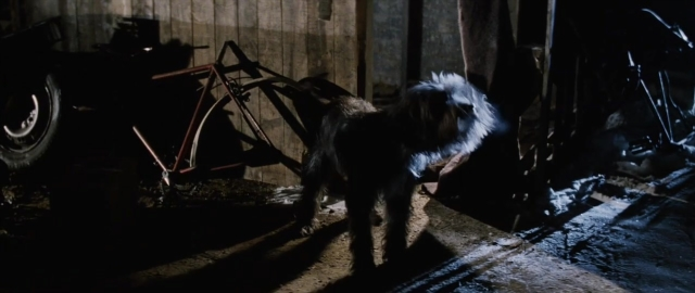 Wide shot frame from 101 Dalmatians — standing, room, dog