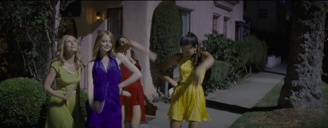 Wide shot frame from La La Land — standing, street, night