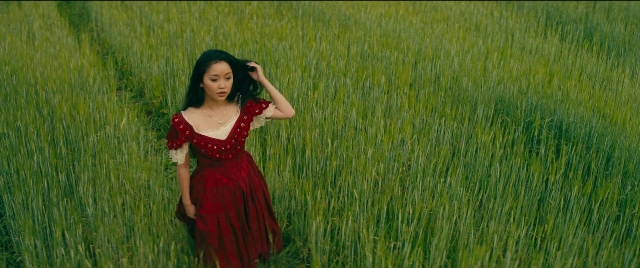 Wide shot frame from To All the Boys I've Loved Before — standing, dress, face