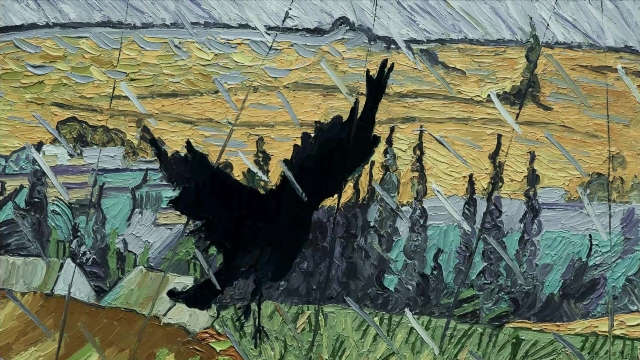 Wide shot frame from Loving Vincent — bird