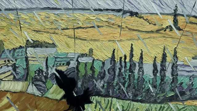 Frame from Loving Vincent — standing, bird