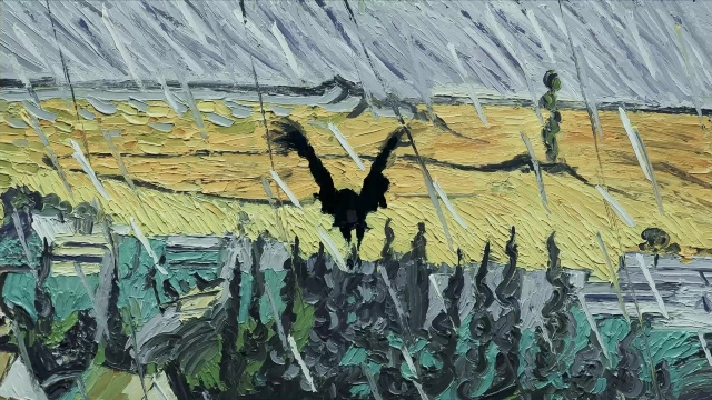 Wide shot frame from Loving Vincent — bird