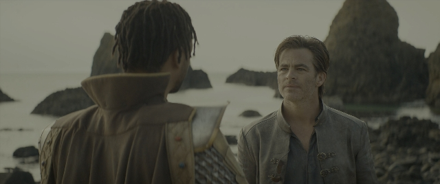 Wide shot frame from Dungeons & Dragons: Honor Among Thieves — standing, face, hair