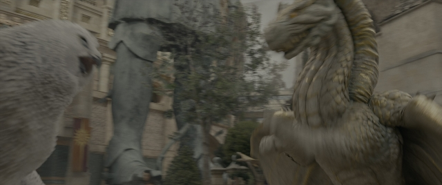 Wide shot frame from Dungeons & Dragons: Honor Among Thieves — bird, statue sculpture