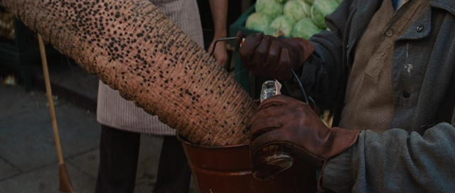 Wide shot frame from Water for Elephants — standing, hand, glove