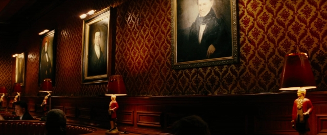 Wide shot frame from Thank You for Smoking — sitting, standing, room