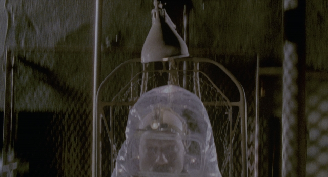 Wide shot frame from Twelve Monkeys — hat, face, person