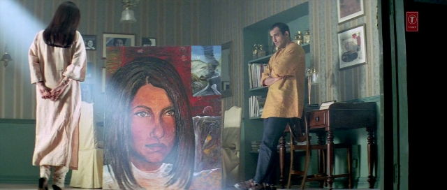 Wide shot frame from Zärtliche Begierde — standing, room, dress