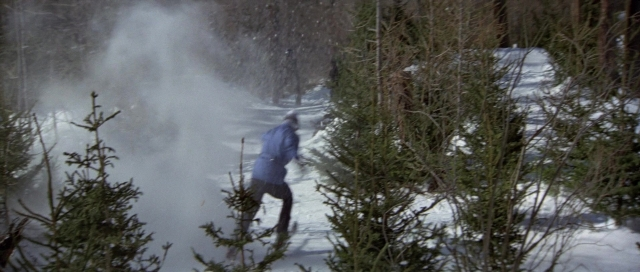 Frame from For Your Eyes Only — walking, smoke, forest