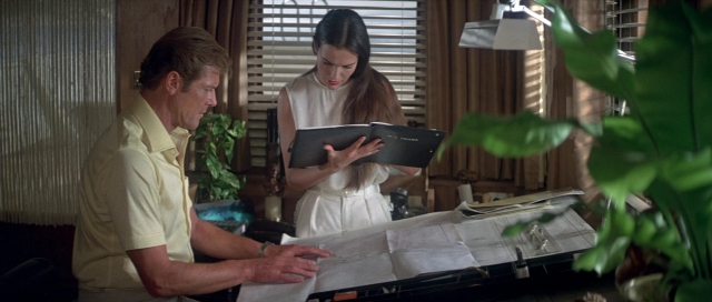 Wide shot frame from For Your Eyes Only — standing, room, dress