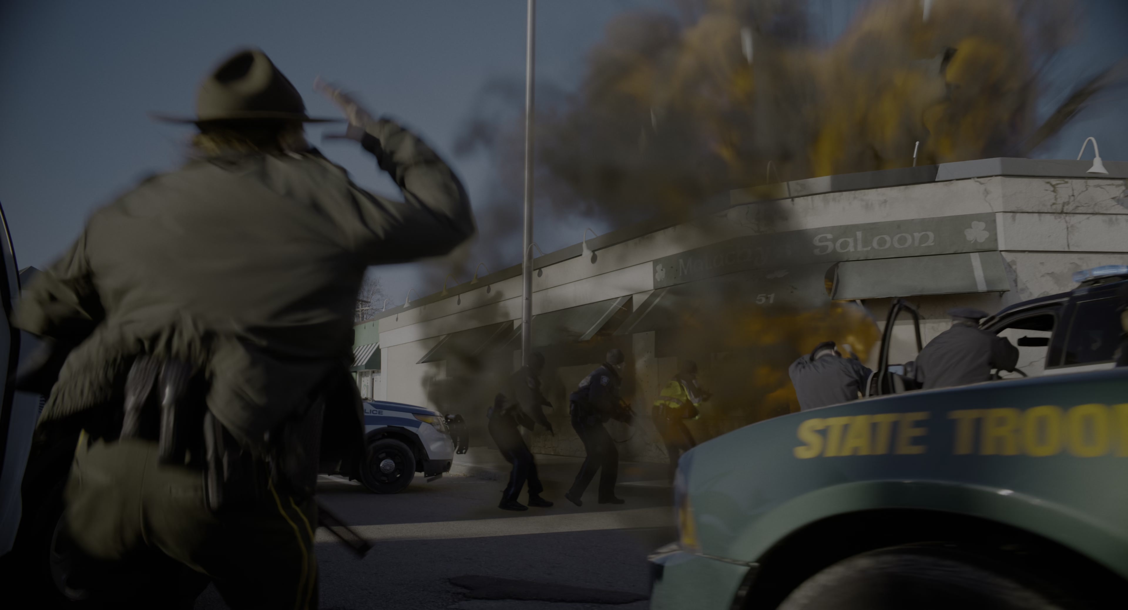 The Instigators (2024), wide, 1.85:1 — film still
