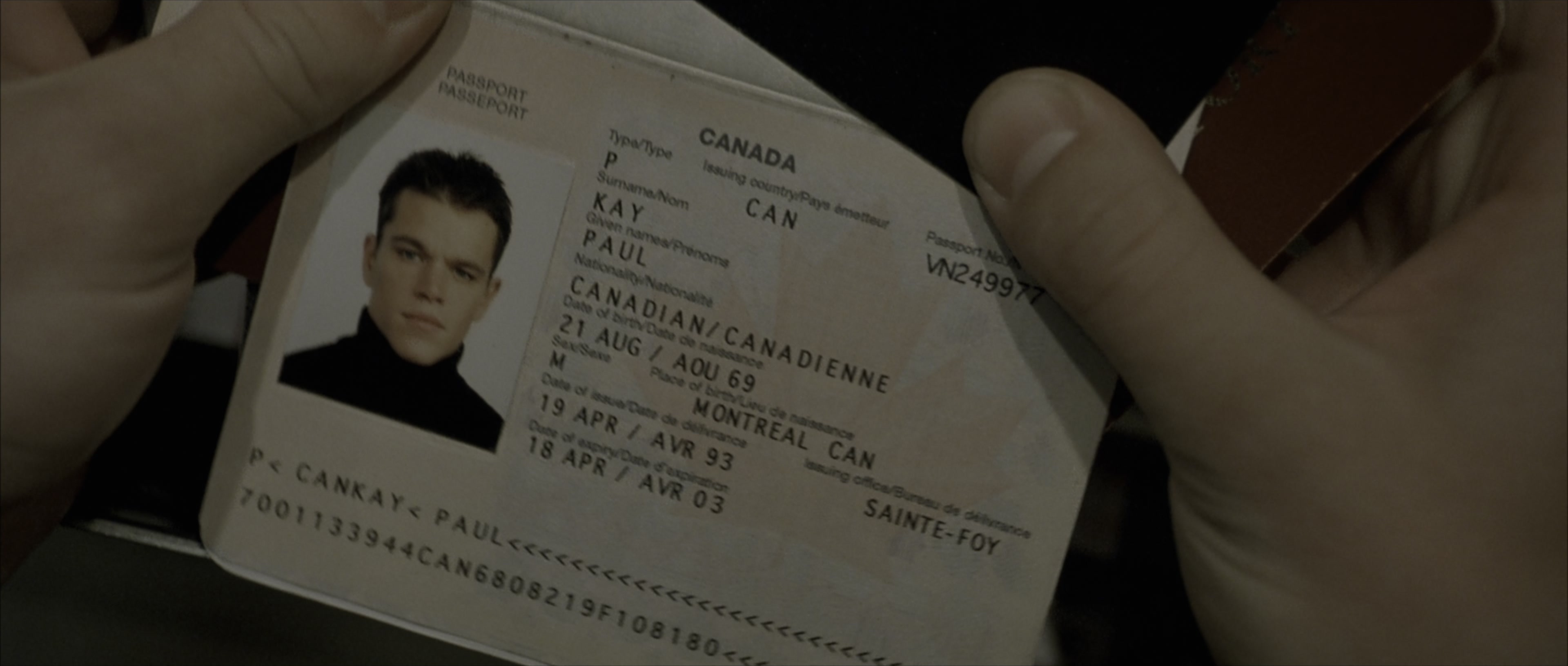 The Bourne Identity (2002), wide, 2.35:1 — film still
