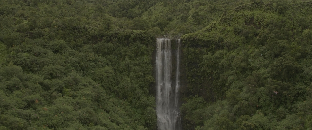 Wide shot frame from Jungle Cruise — water, forest, fountain