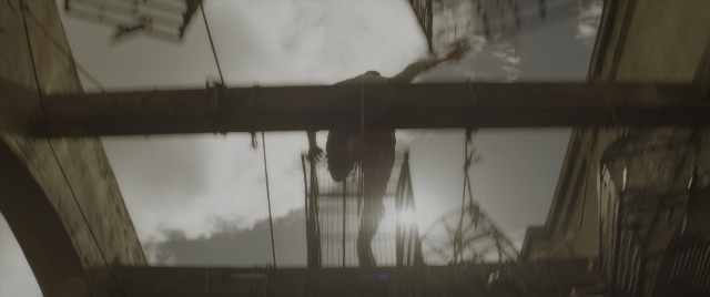 Wide shot frame from Jungle Cruise — shirt, person, window