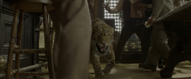 Wide shot frame from Jungle Cruise — standing, walking, room