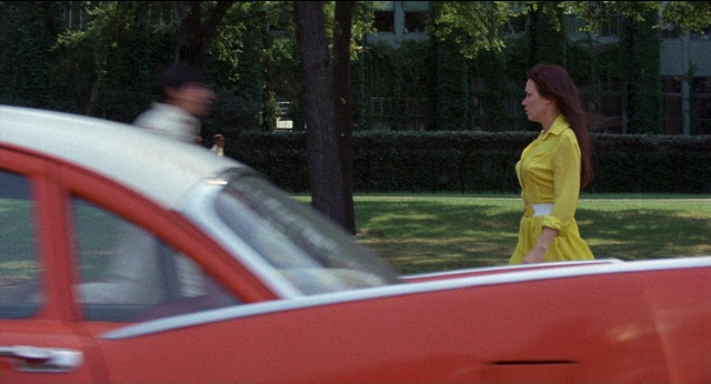 Medium shot frame from Medium Cool — walking, car, dress