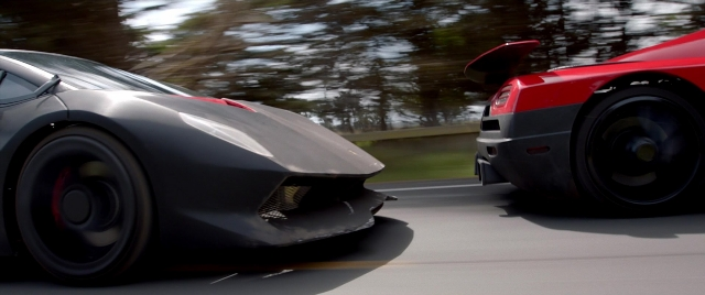 Wide shot frame from Need for Speed — street, car, wheel