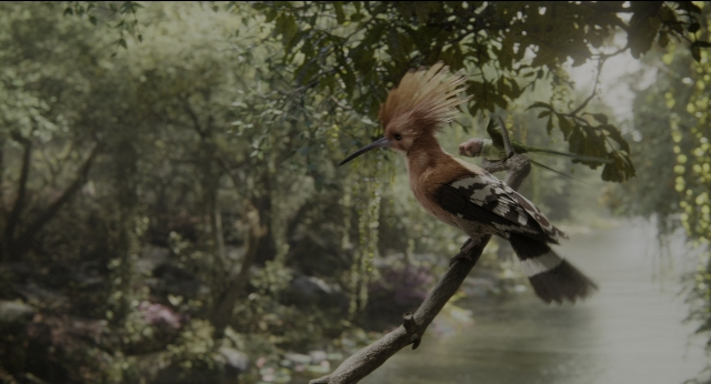 Wide shot frame from The Jungle Book — water, bird